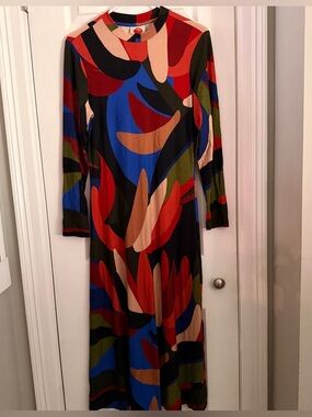 FARM Rio Multicolor Abstract Long Sleeve Maxi Dress